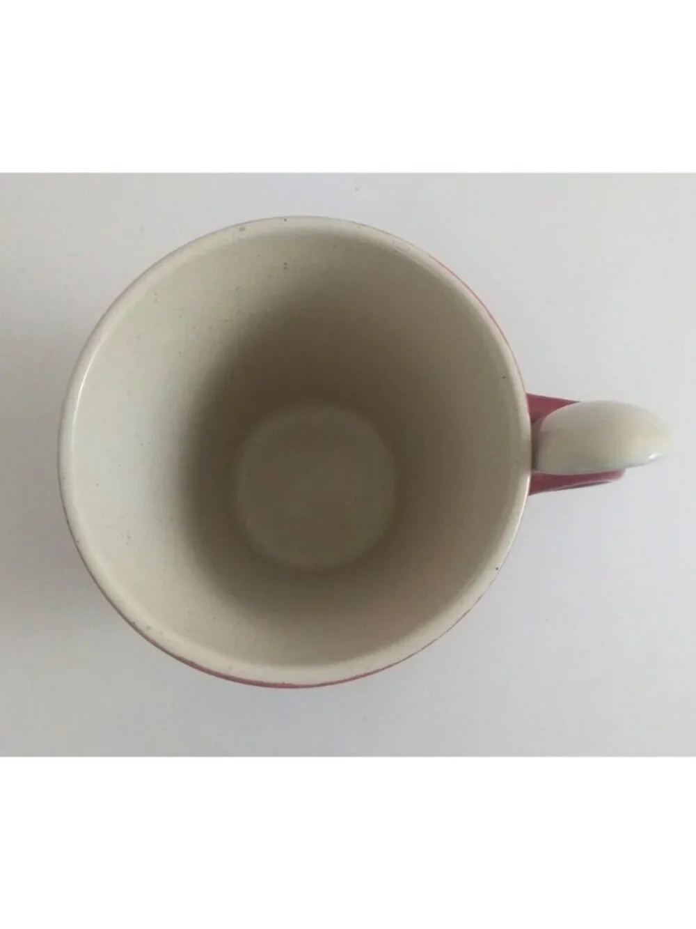 Red Stoneware Texas Cup With Spoon In Handle Souvenir Coffee Cup